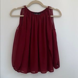 Burgundy cold shoulder top